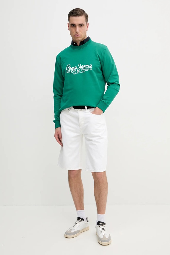 Pepe Jeans bluza bawełniana DUMAS CREW PM582832 zielony SS25