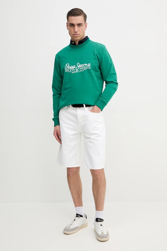 Pepe Jeans bluza bawełniana DUMAS CREW PM582832 zielony SS25