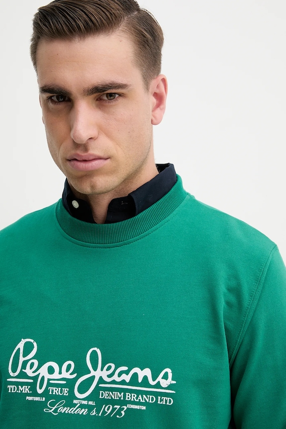 Pepe Jeans bluza bawełniana DUMAS CREW zielony PM582832