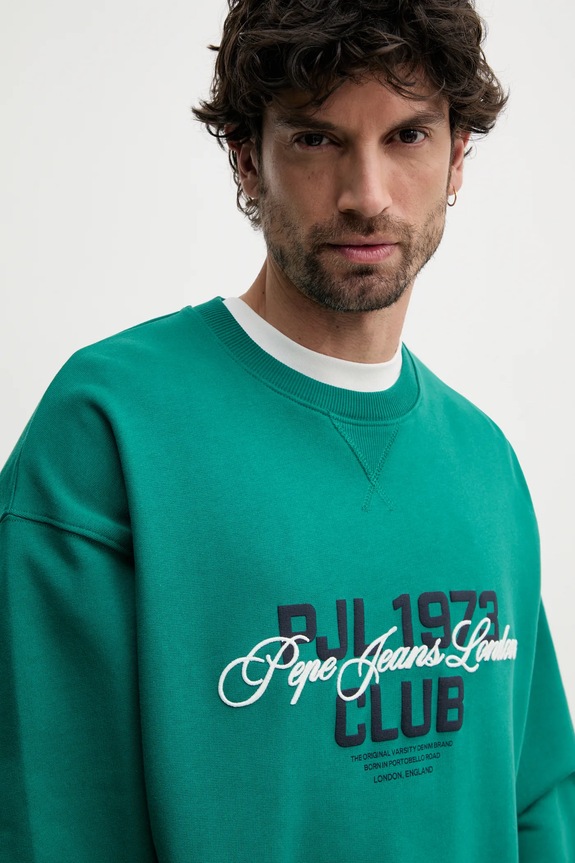 Βαμβακερή μπλούζα Pepe Jeans TALBOT CREW πράσινο PM582847