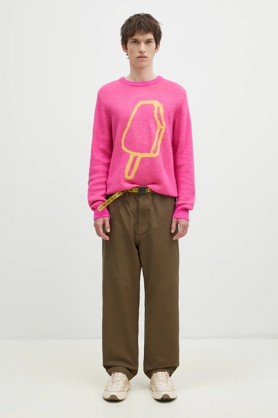 Sveter s prímesou vlny ICECREAM Popsicle Crewneck IC24436 ružová