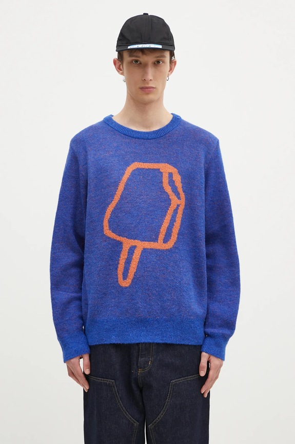 Свитер с примесью шерсти ICECREAM Popsicle Crewneck круглый вырез голубой IC24436