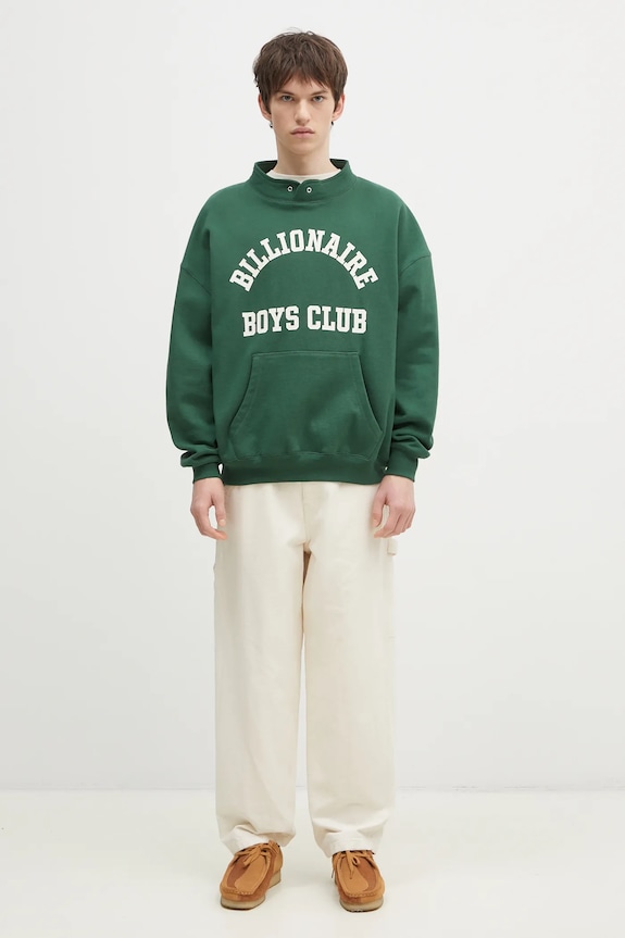 Billionaire Boys Club pamut melegítőfelső Stand Collar Sweatshirt B24444 zöld