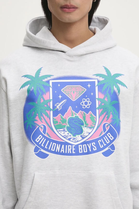 Бавовняна кофта Billionaire Boys Club Tropical Crest Popover Hood сірий B24447