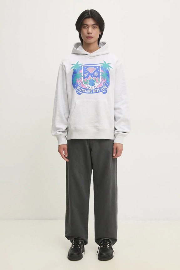 Бавовняна кофта Billionaire Boys Club Tropical Crest Popover Hood B24447 сірий