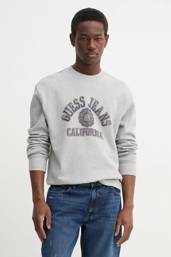 Guess Jeans bluza bawełniana nadruk szary M5RQ40.KCPR1
