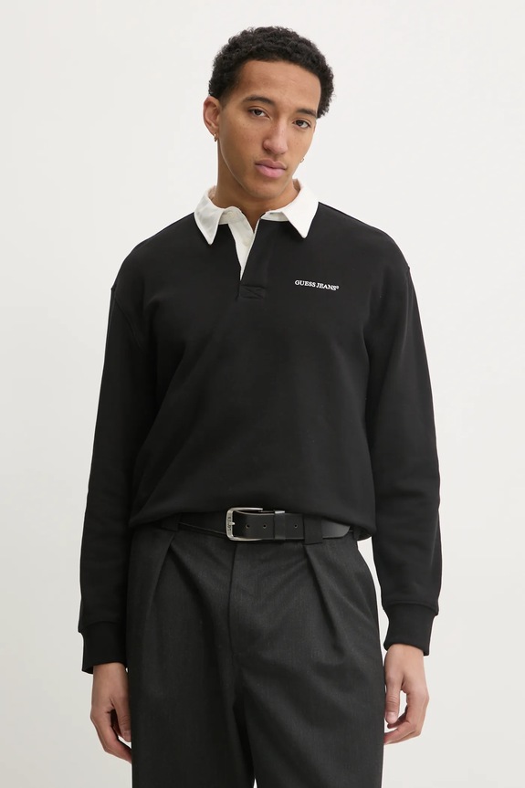 Pamučna dukserica Guess Jeans natpis crna M5RQ43.KCPR1