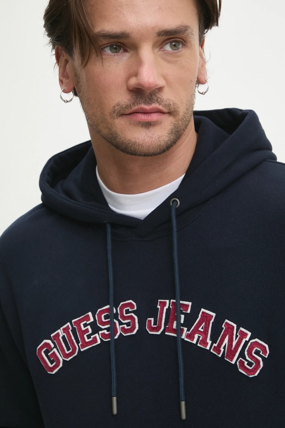 Pamučna dukserica Guess Jeans mornarsko plava M5RQ44.KCPR1