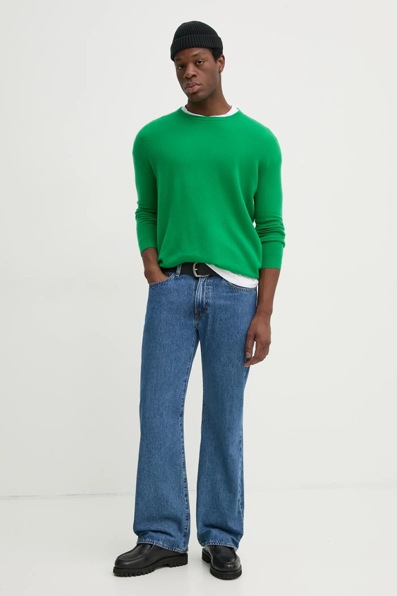 American Vintage sweter wełniany MRAX18AE25 zielony SS25