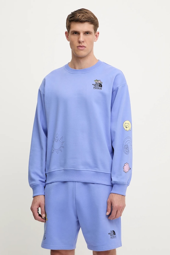 Βαμβακερή μπλούζα The North Face Mountain Cleanup χωρίς κουκούλα μωβ NF0A8C2U0YI1