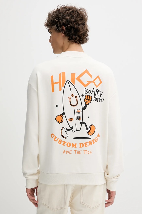 Hugo Blue bluza bawełniana nadruk biały 50539702