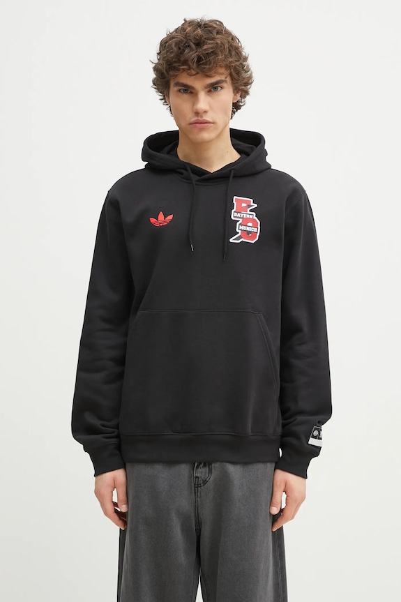 adidas Performance bluză FC Bayern Muenchen VRCT Hoodie print negru JM8646