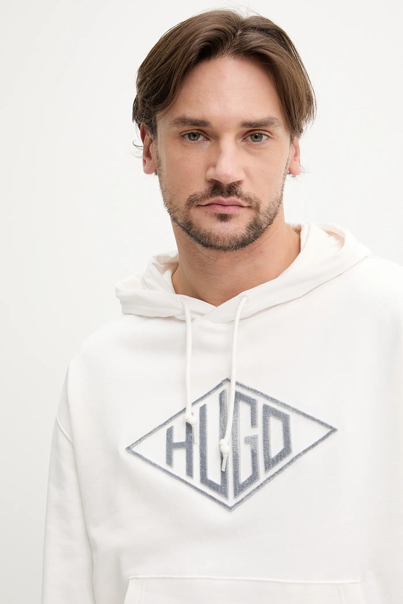 Bombažen pulover HUGO bela 50534947