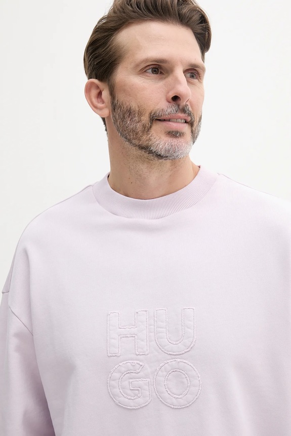 Βαμβακερή μπλούζα HUGO μωβ 50535258
