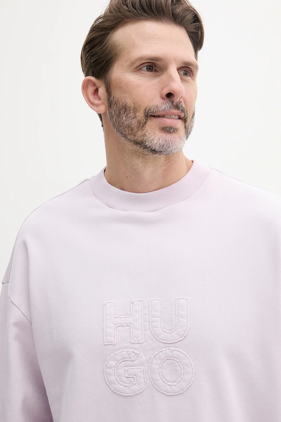 Βαμβακερή μπλούζα HUGO μωβ 50535258