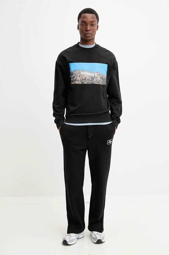 HUGO felpa in cotone 50537546 nero SS25