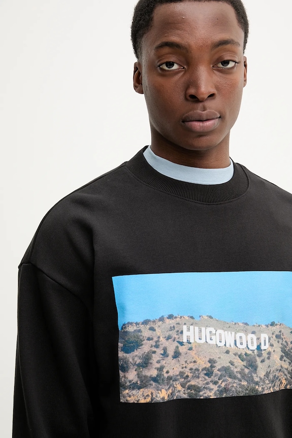 HUGO felpa in cotone nero 50537546