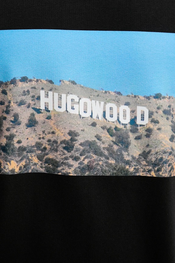 Βαμβακερή μπλούζα HUGO 50537546 μαύρο