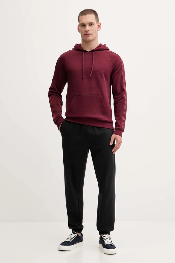 HUGO bluza bawełniana LIAM Hoodie 50540921 bordowy AW25