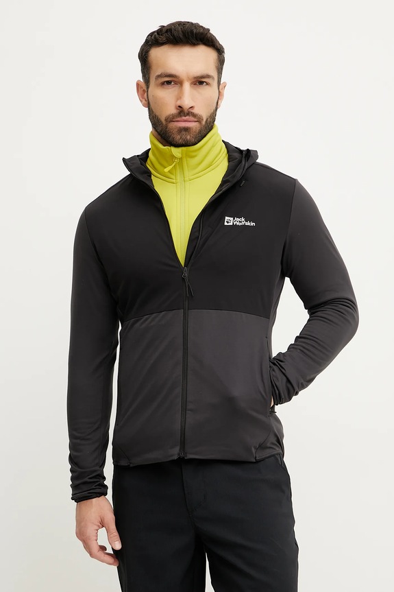 Športová mikina Jack Wolfskin Prelight Trail s elastanom čierna A63791