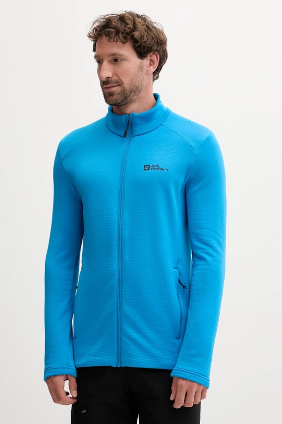 Športová mikina Jack Wolfskin Kolbenberg bez kapucne modrá A63964