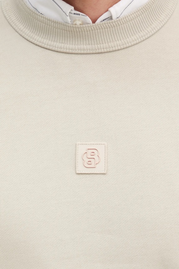 Βαμβακερή μπλούζα BOSS Orange 50536779 μπεζ