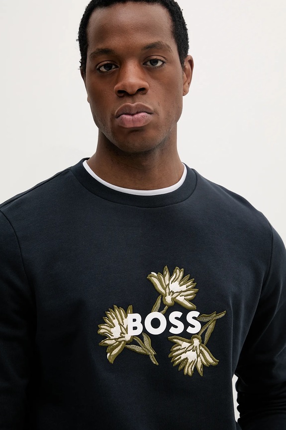 BOSS bluza bawełniana granatowy 50536797
