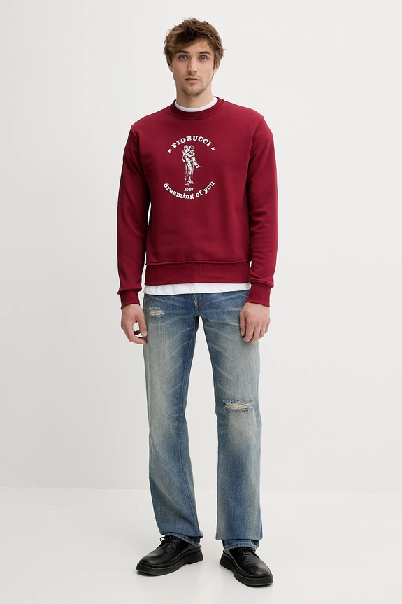 Βαμβακερή μπλούζα Fiorucci M02SMSCR188CJ05RD03 μπορντό SS25
