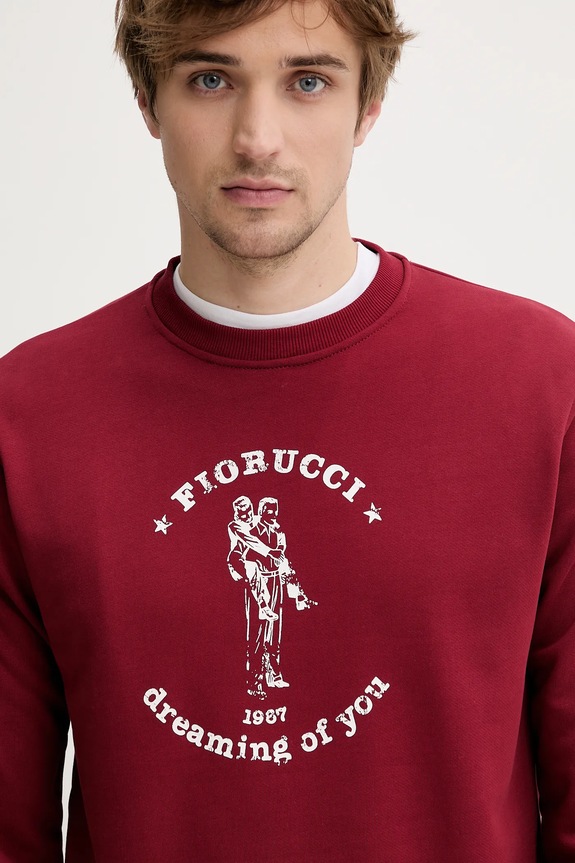 Βαμβακερή μπλούζα Fiorucci μπορντό M02SMSCR188CJ05RD03