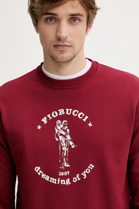 Βαμβακερή μπλούζα Fiorucci μπορντό M02SMSCR188CJ05RD03
