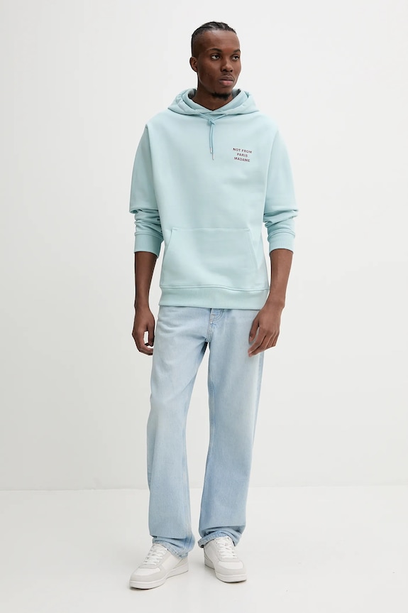 Drôle de Monsieur cotton sweatshirt Le Hoodie Slogan G.HO162.CO127.LBE turquoise SS25