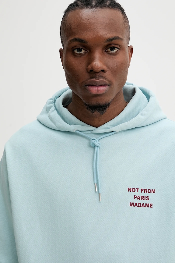 Drôle de Monsieur cotton sweatshirt Le Hoodie Slogan turquoise G.HO162.CO127.LBE
