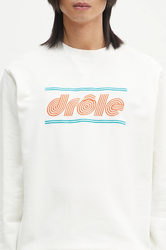 Βαμβακερή μπλούζα Drôle de Monsieur Le Sweatshirt Pique Tennis λευκό G.SW164.CO162.OW