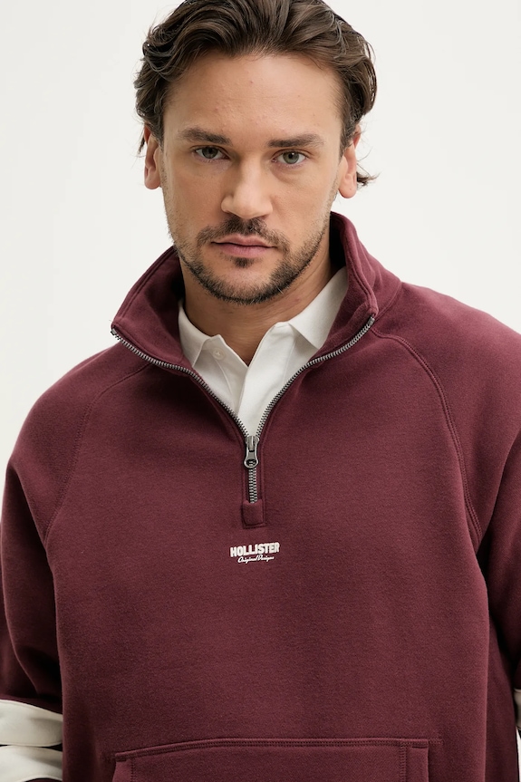 Mikina Hollister Co. bez kapucne burgundské KI322.5005.520
