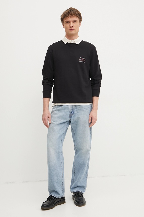 Bavlněná mikina Tommy Hilfiger MW0MW38673 černá SS25