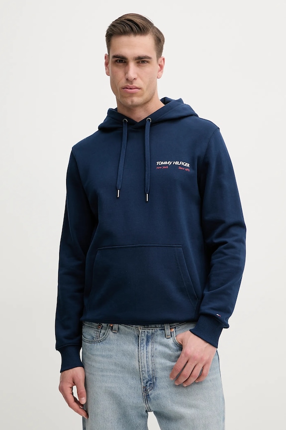 Pamučna dukserica Tommy Hilfiger MW0MW39151 mornarsko plava SS25