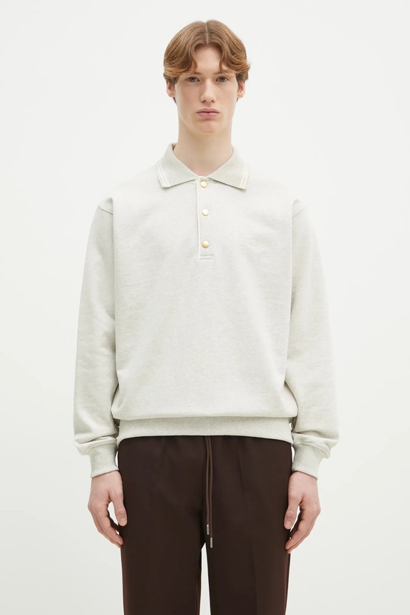 Βαμβακερή μπλούζα Drôle de Monsieur Le Polo Drule βαμβάκι γκρί PERM.PL132.CO127.GY