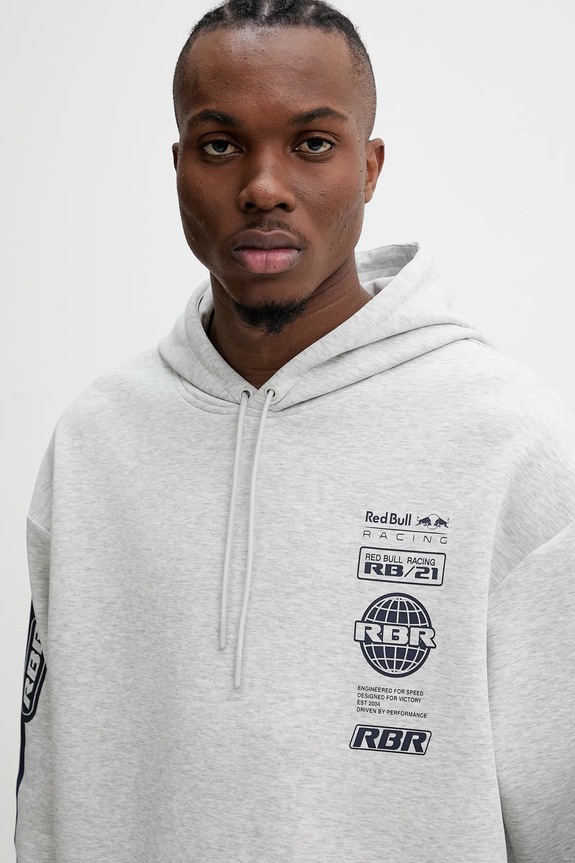 Red Bull Racing x Pepe Jeans bluza LOGO STACK HOODY szary RM580013