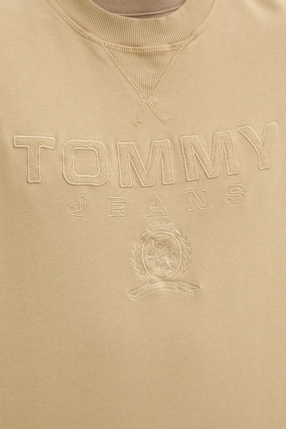 Βαμβακερή μπλούζα Tommy Jeans DM0DM20827 μπεζ