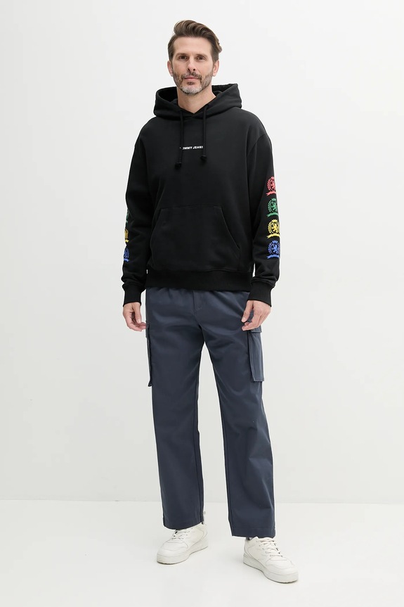 Tommy Jeans pamut melegítőfelső DM0DM20836 fekete SS25