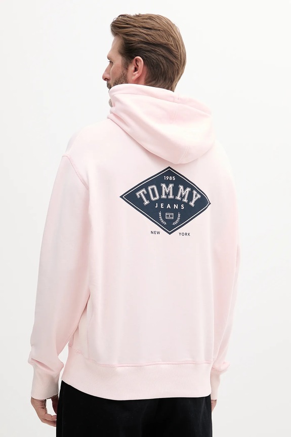 Tommy Jeans pamut melegítőfelső DM0DM20840 rózsaszín SS25