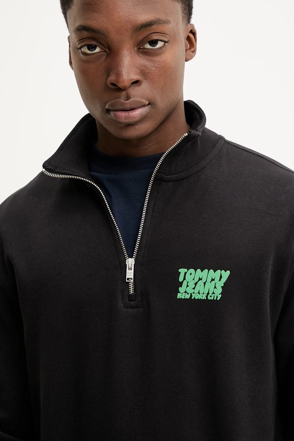 Tommy Jeans pamut melegítőfelső fekete DM0DM21865