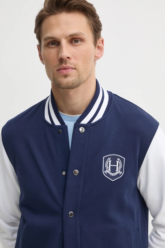 Bombažen pulover Hackett London mornarsko modra HM581349