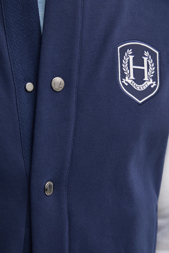 Bombažen pulover Hackett London HM581349 mornarsko modra