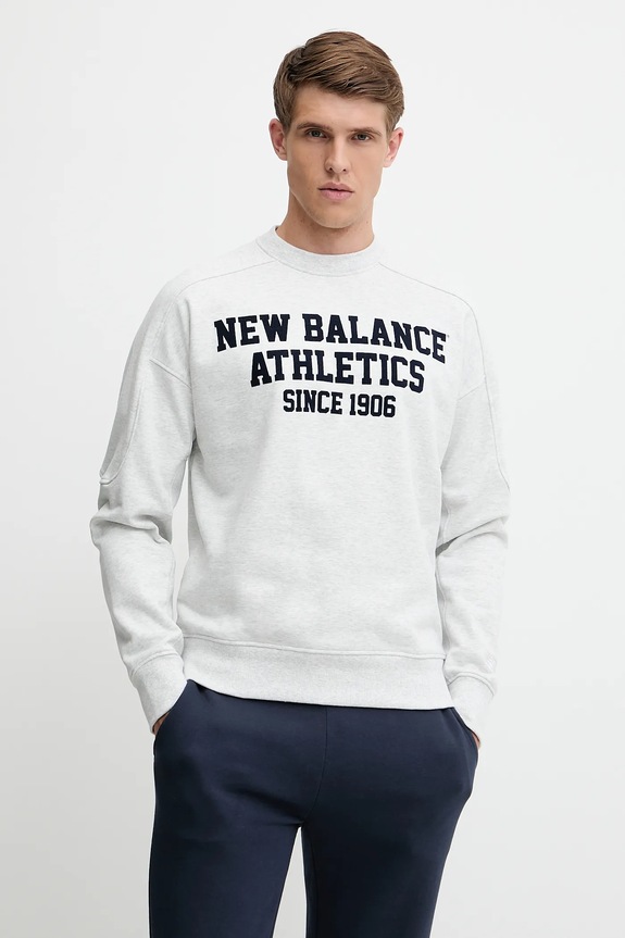 Bavlnená mikina New Balance bavlna sivá MT51521AHH