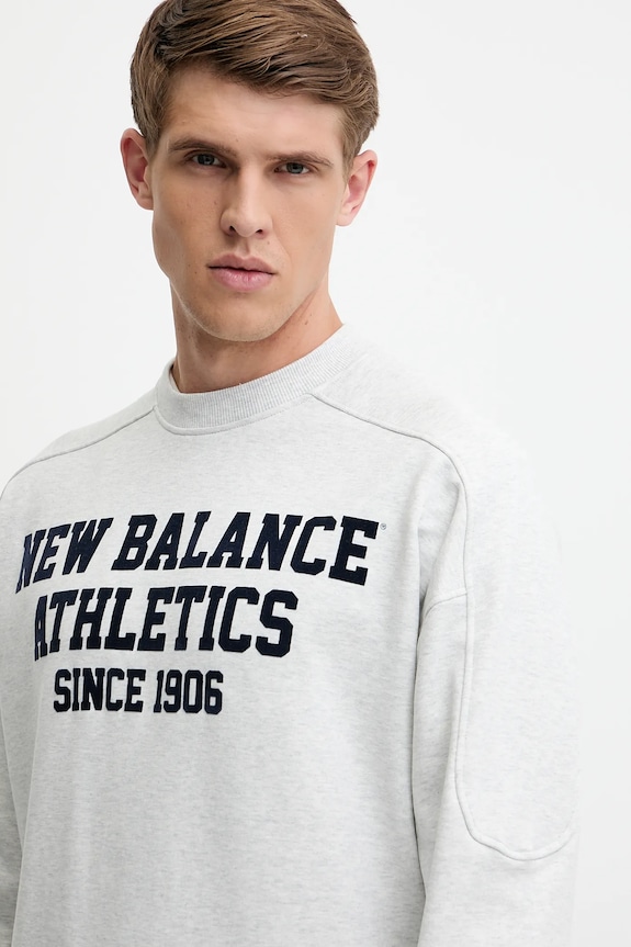 Bavlnená mikina New Balance sivá MT51521AHH
