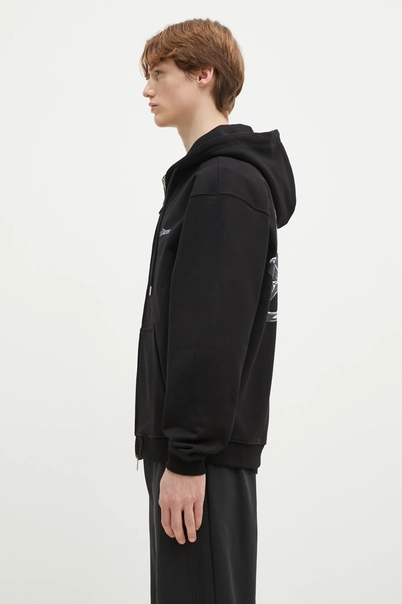 Filling Pieces hanorac de bumbac Chrome Flower 95299821861 negru SS25