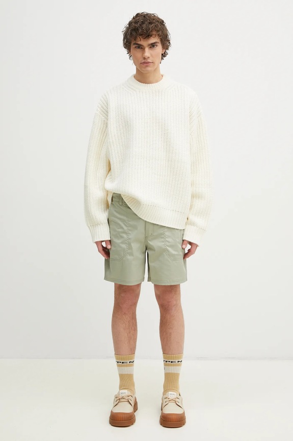 Πουλόβερ με προσθήκη μαλλιού MKI MIYUKI ZOKU Chunky Rib Knit Crewneck CHUNKY.RIB.KNIT.CREWNE. μπεζ