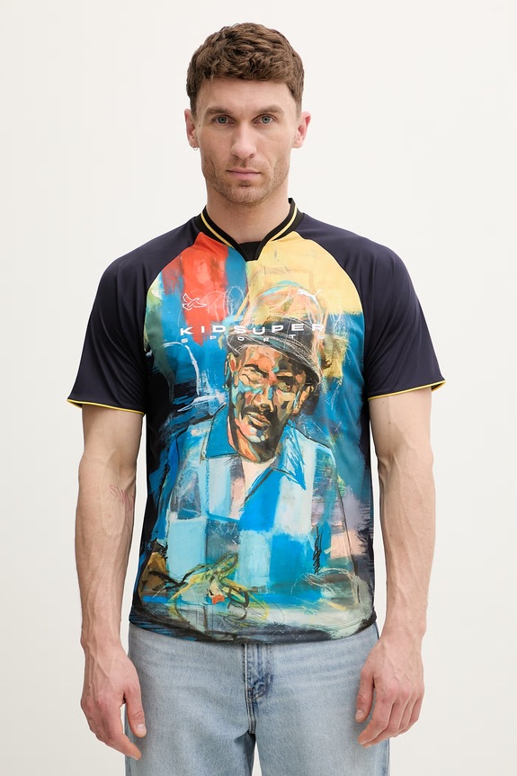 Puma tricou PUMA x KIDSUPER Graphic Jersey cu modele bleumarin 629512