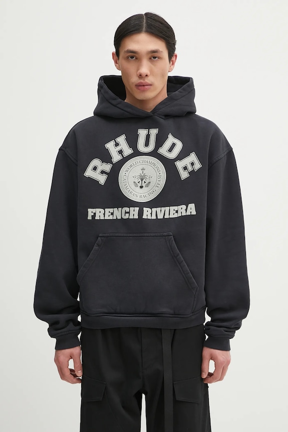 RHUDE cotton sweatshirt French Riviera cotton black RHPS25HO04012